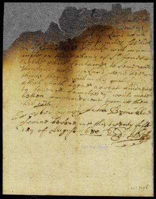 Deposition of John Brinkloc concerning John Steven's tract of land on Duke creek