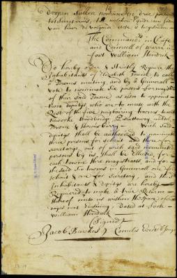 Order to the inhabitants of Elizabethtown and five neighboring towns to nominate magistrates