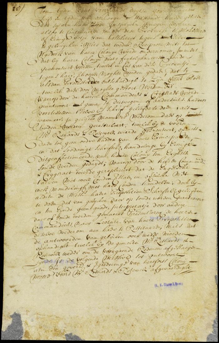 Letter from the governor and general assembly of Connecticut to the Dutch authorities at New Orange