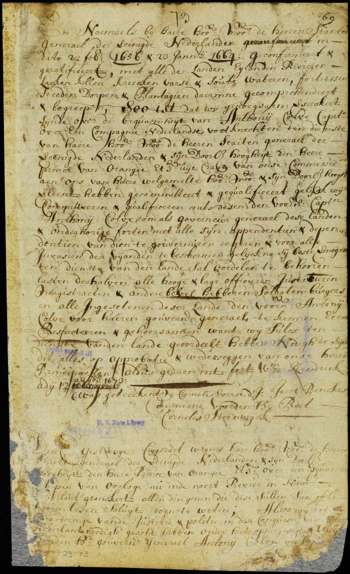 Commission of Cornelis Steenwyck to be member of the council