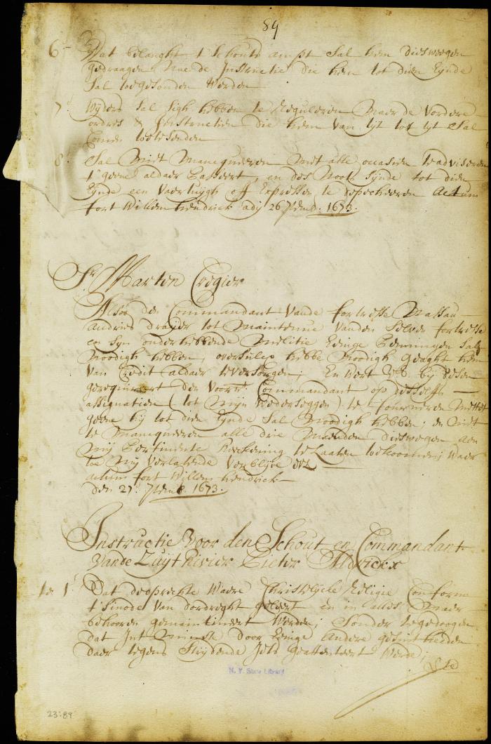 Order to Martin Cregier to furnish supplies to commander Draeyer