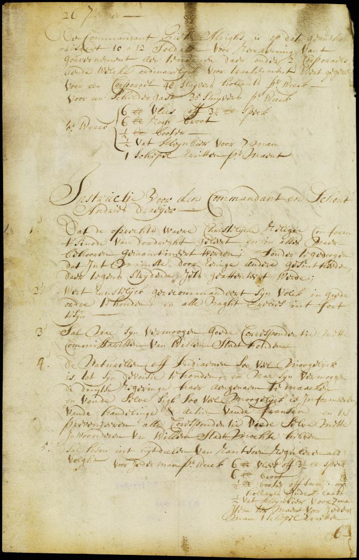 Instructions for Andries Draeyer, commandant and schout at Willemstadt (Albany)