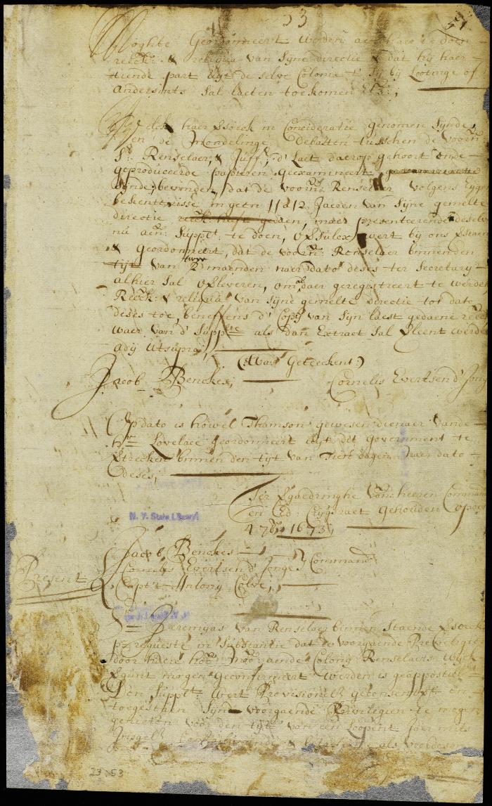 Order continuing to the colonie of Renselaerwyck privileges for one year