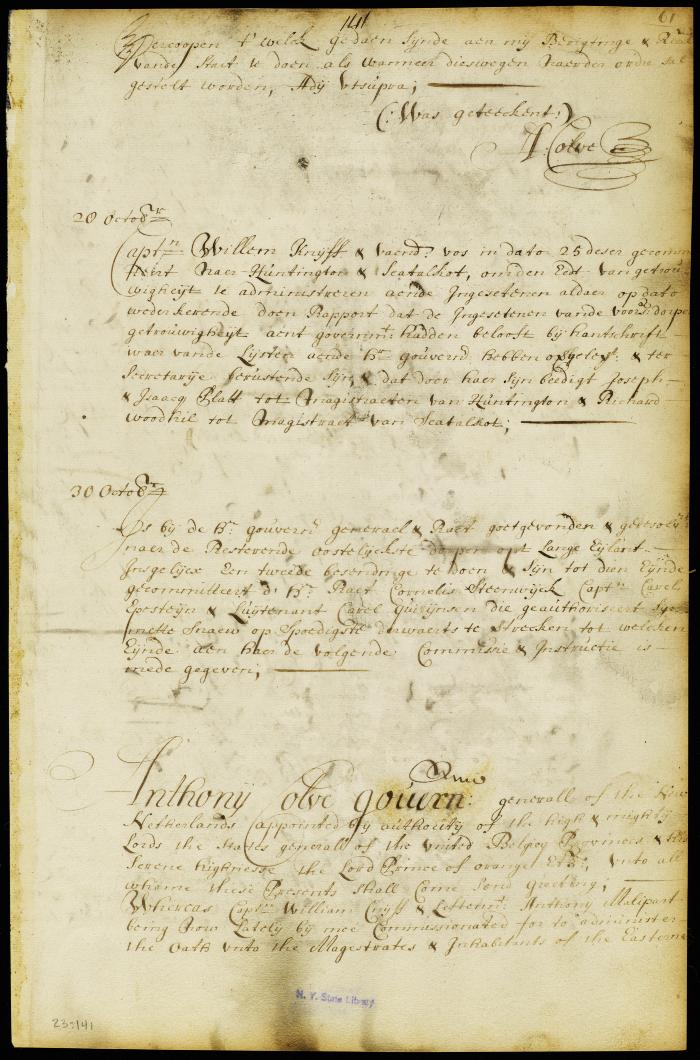 Report of the submission of Huntington and Seatalcott and of the appointment of magistrates there