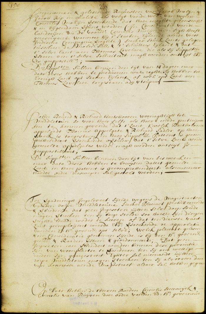 Caveat against granting certain lands in New Jersey to Batholomew Applegate &amp; Co.