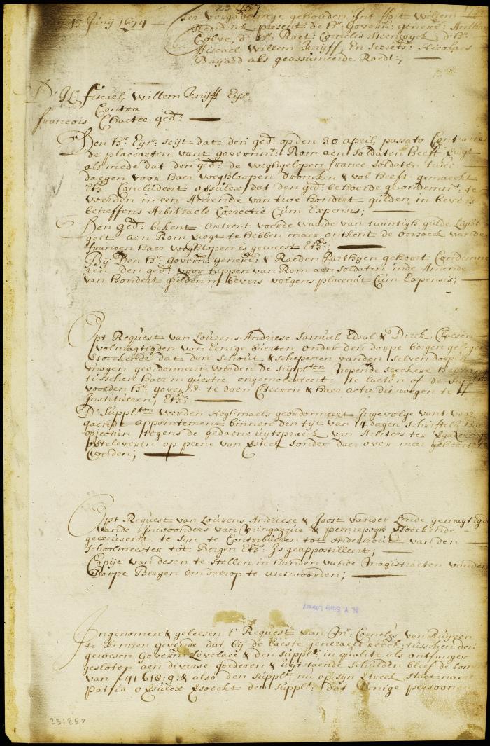 Order to regulate the accounts of Cornelis van Ruyven