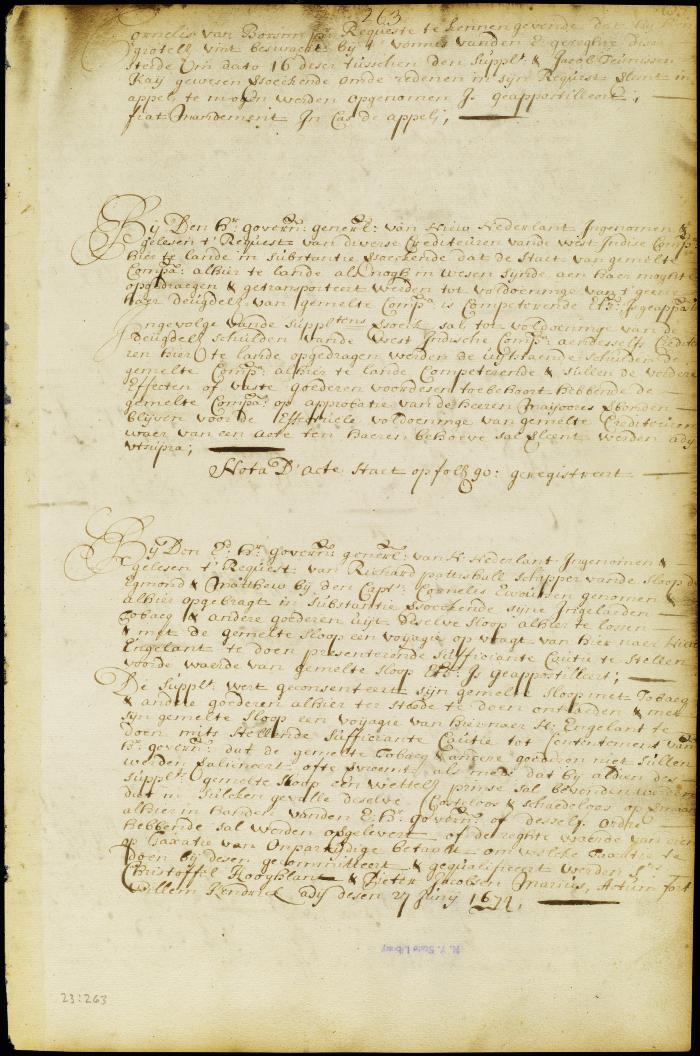 Order for payment by the W. I. Company of debts due individual creditors in New Netherland
