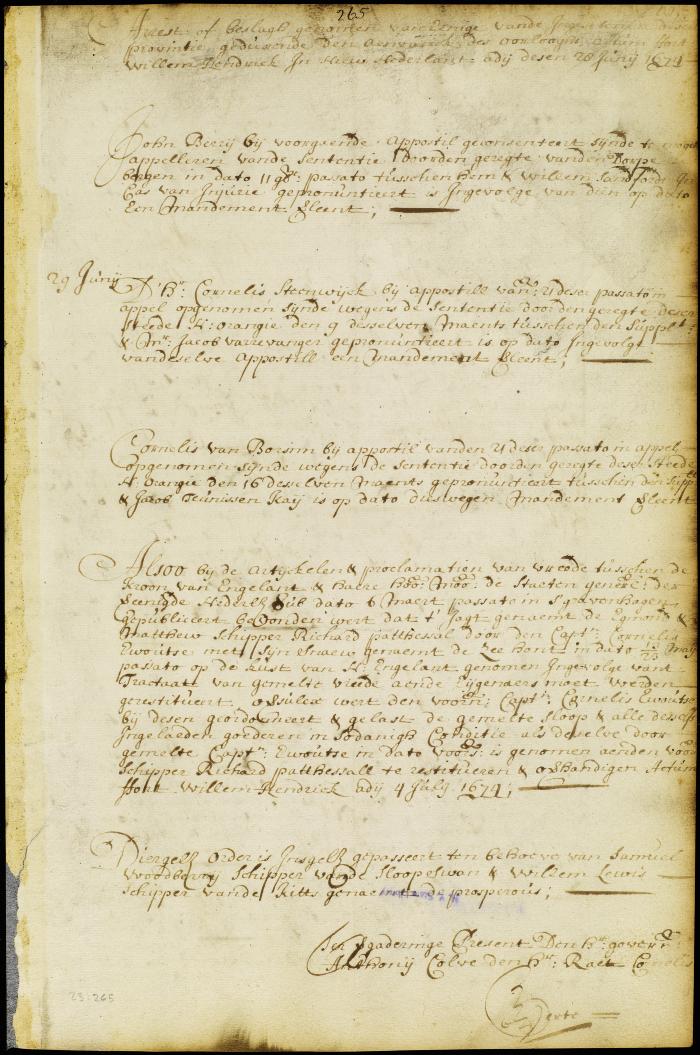 Order for the restoration of three captured New England vessels to their owners