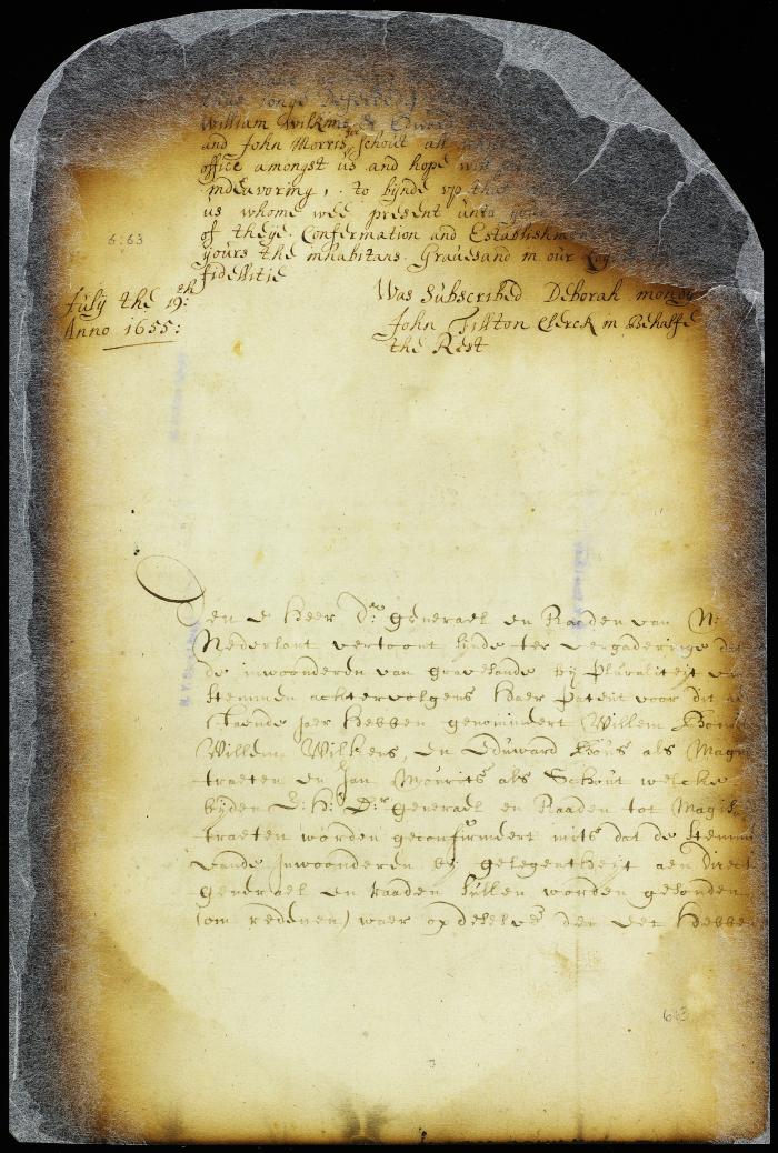 Letter from Lady Deborah Moody and John Tilton to director Stuyvesant