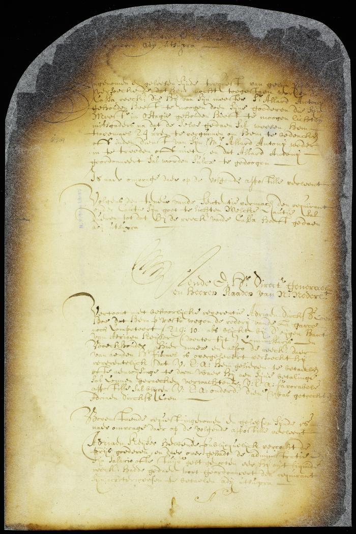 Order to Adriaen Keyser to pay Adriaen Dircksen Coen's account against the ship La Garce