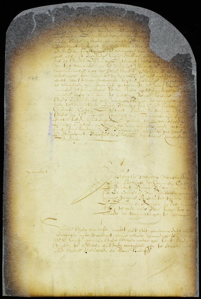 Commission of captain de Coninck to capture the leading inhabitants of Westchester and to expel English intruders