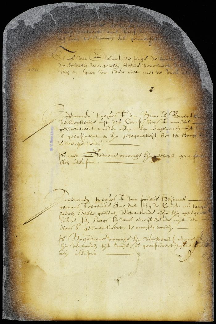 Declaration of the soliders that they would not accompany Adriaen Post's wife to Staten Island