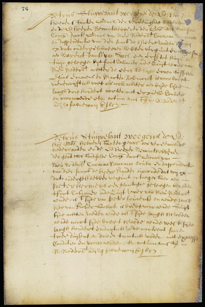 Patent of Barent Jansen van Swol for a lot near Fort Casimir