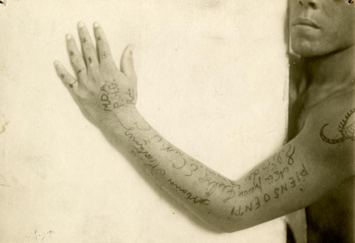 Inmate from Clinton Prison showing tattoos, No. 29