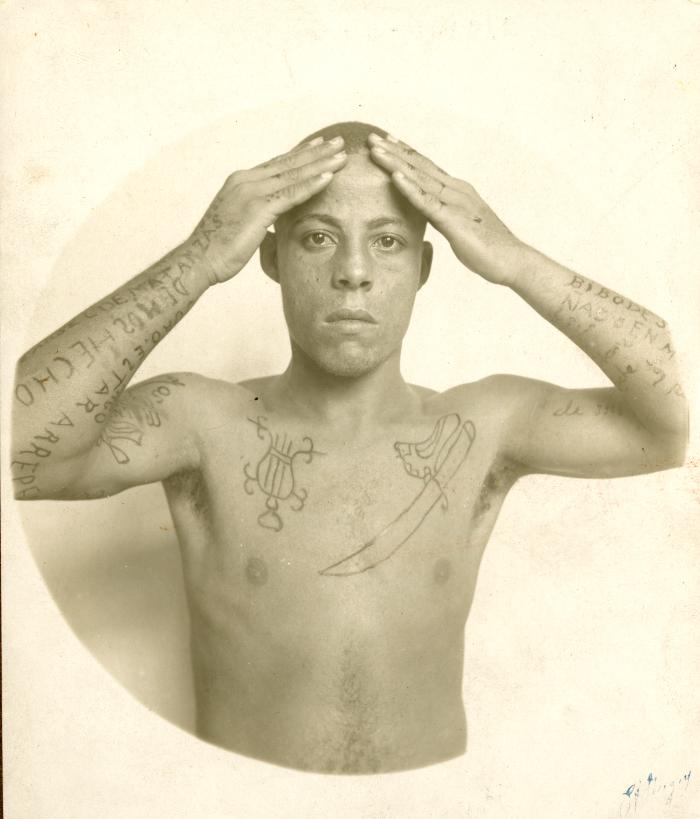 Inmate from Clinton Prison showing tattoos, No. 18