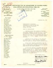 Letter from NAACP Special Counsel Thurgood Marshall and attorney Donald Crichton to New York State Education Commissioner, September 23, 1943