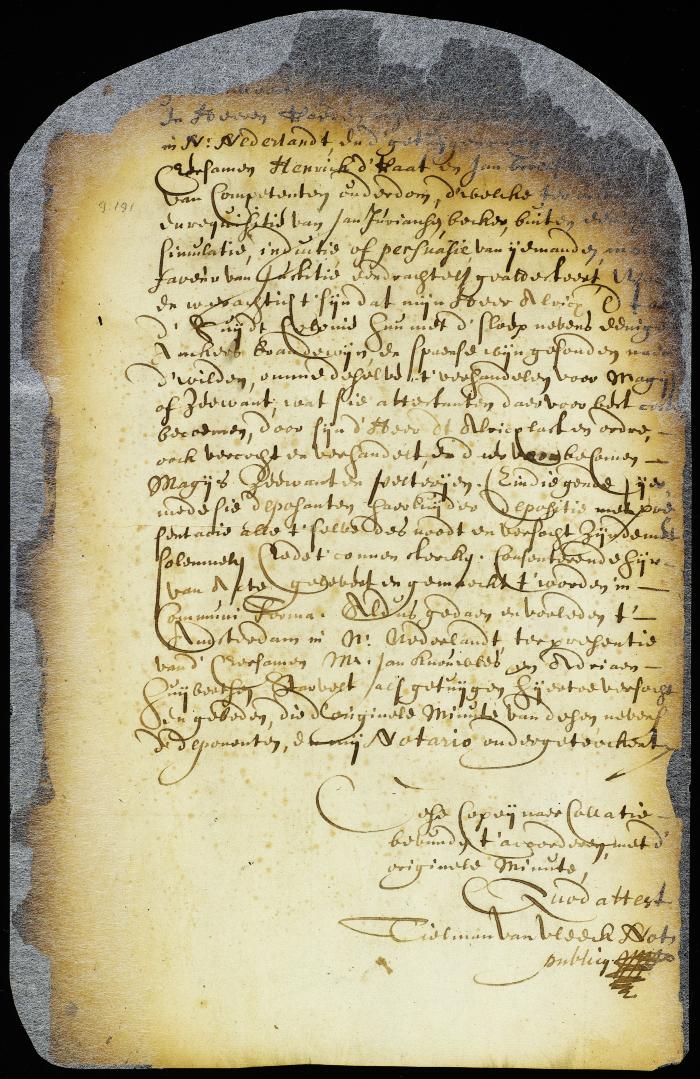 Declaration of Henrick d'Raat and Jan Broersen that brandy has been sold openly to the Indians on the South river