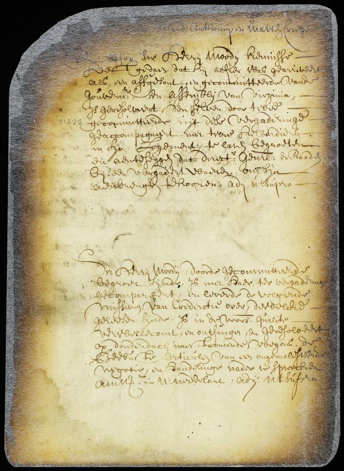 Minute of the arrival of Sir Henry Moody, ambassador from Virginia