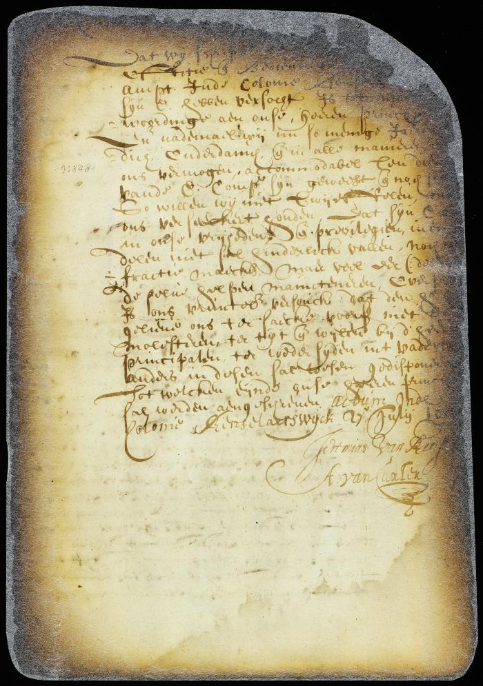 Jeremias van Renselaer and Arent van Curler requesting that the matter of a sheriff in Renselaerswyck be referred to the principals in Holland