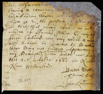 Report of arbitrators in a suit between Francis Swaine and Thomas Wandel