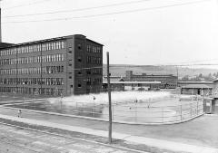 New York. Endicott. Aerated Swimming Pool and End of Endicott Shoe Factory.