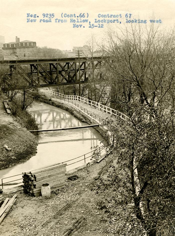 Erie Canal: locks 34 and 35 and prism at Lockport