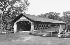 New York. Old Covered Wooden Bridge over the Little Hoosic River. Near Hoosick, Rensselaer Co.