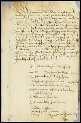 Declaration of inhabitants and soldiers at Esopus that ensign Smith had not given any orders to his men to fight or be aggressors