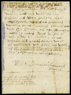 Letter from Andries Lawrens to director Stuyvesant