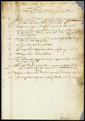 List of letters and papers sent to New Netherland