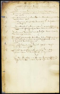List of papers and letters sent to New Netherland