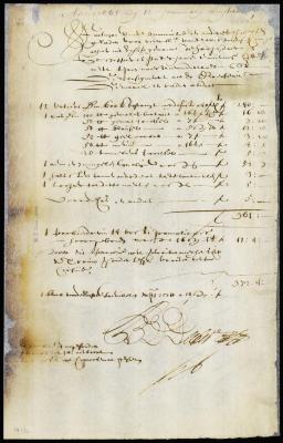 Invoice of munitions of war sent to New Netherland and bill of lading