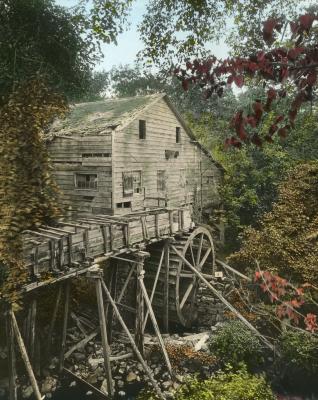 Old Saw Mill with Overshot Water Wheel. Four miles south of Kingston, Ulster County.