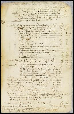 Invoice of stationery and law books send to New Netherland