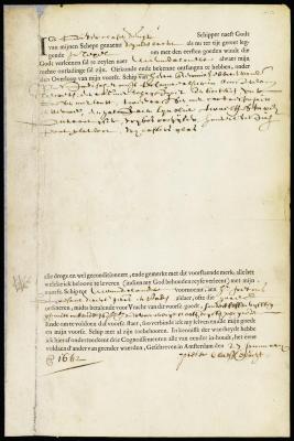 Bill of lading of stationery and law books sent to New Netherland