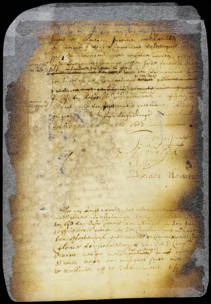 Proclamation annulling all grants of land within 600 paces of Fort Orange