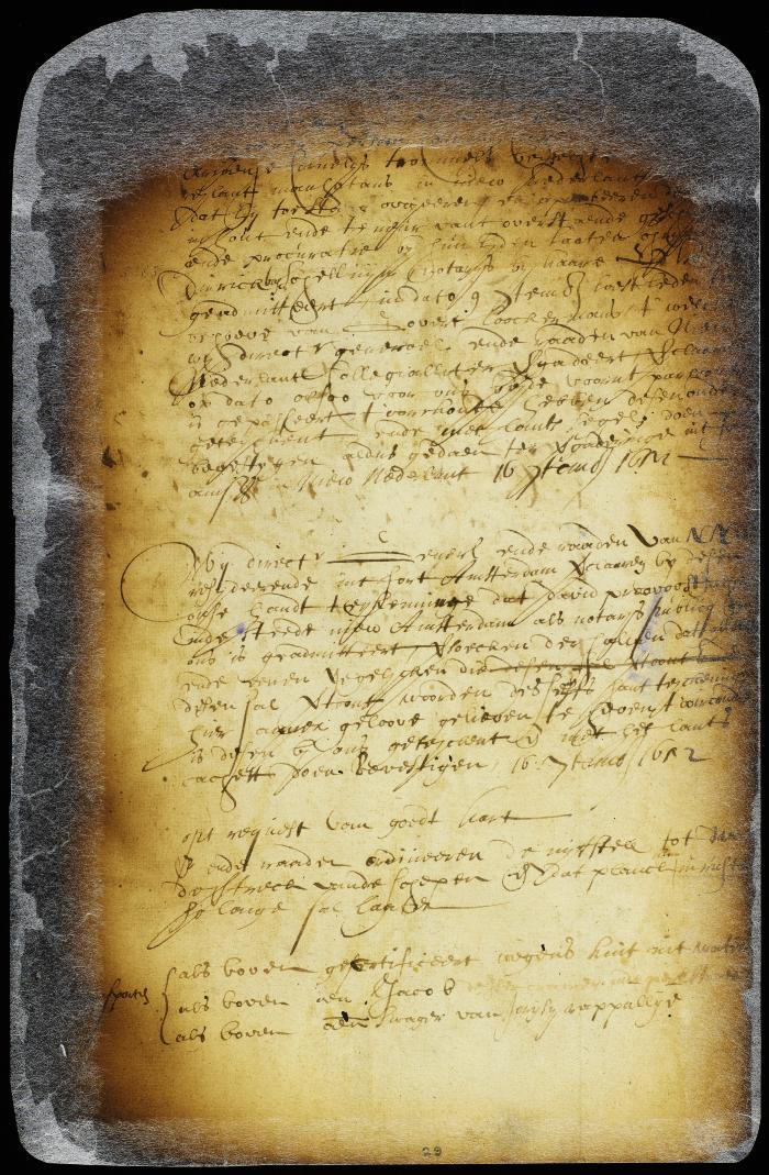 Certificate of the director and council as to the regularity of a contract between Cornelis Claesen Swits and Ariaenje Cornelys Trommels