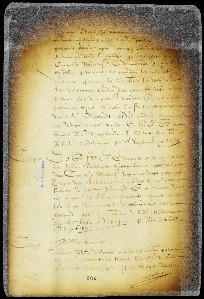 Order to Dirck van Schelluyne to defend Cornelis Willemsen