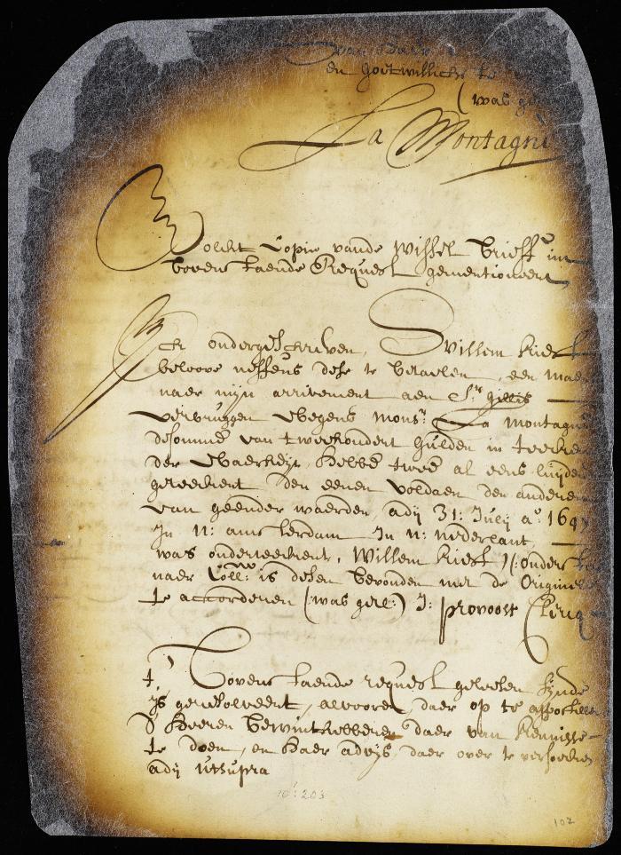 Note of William Kieft in favor of Mr. La Montagne for 200 guilder for a mare