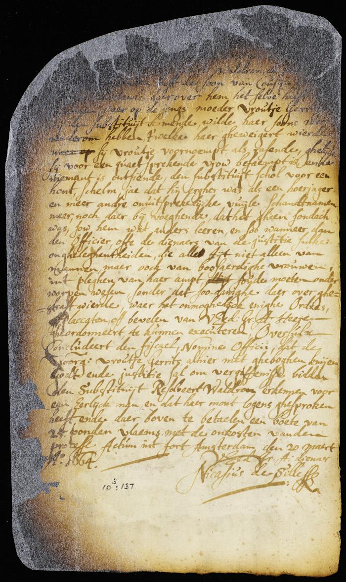 Complaint of the fiscal against dame Gerritse