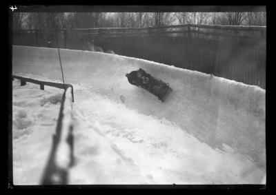 The Mt. Van Hoevenberg Olympic bobsled run at Lake Placid, N.Y.