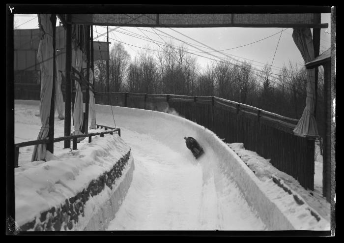 The Mt. Van Hoevenberg Olympic bobsled run at Lake Placid, N.Y.