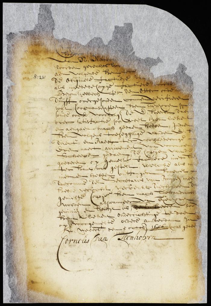 Answer of Cornelis van Tienhoven to the order of the 26th September last