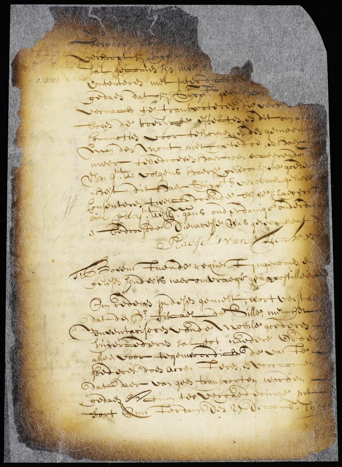 Order staying the inventory of Cornelis van Tienhoven's personal property but continuing the attachment on the real estate