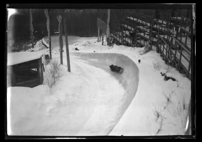 The Mt. Van Hoevenberg Olympic bobsled run at Lake Placid, N.Y.