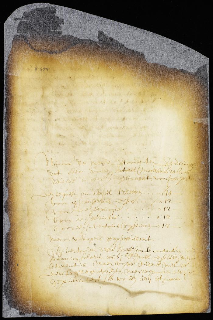 Order on a bill of costs made out by Mattheus de Vos against Nicolas de Meyer