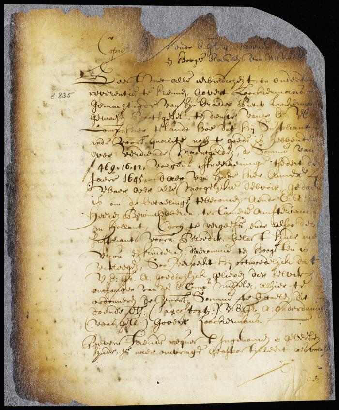 Order on a petition of Govert Loockermans for the pay of his brother Peter