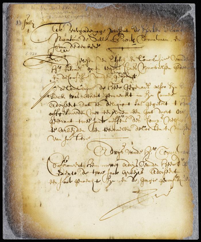 Votes of council members on the punishment to be inflicted on Claes Michielsen