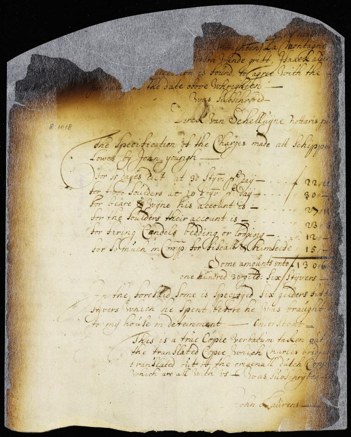 Charges incurred by John Young during his detention at skipper Lowes