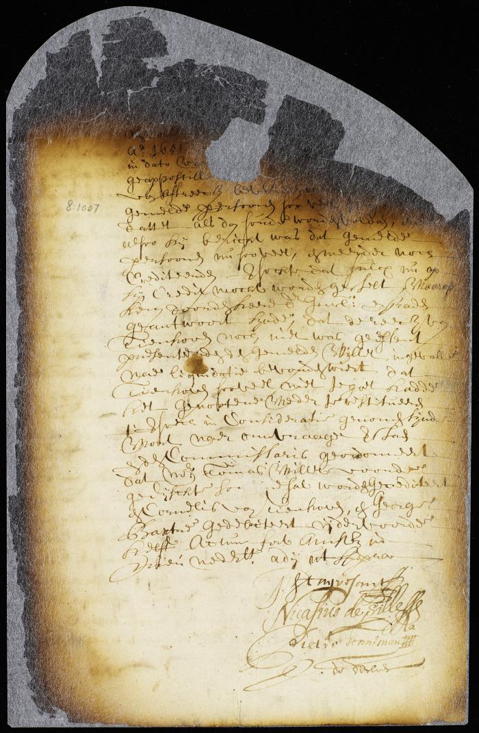 Order to credit Thomas Willett with a certain sum advanced in 1651 to Cornelis van Tienhoven